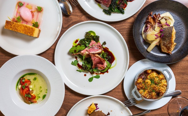 Spread of menu dishes