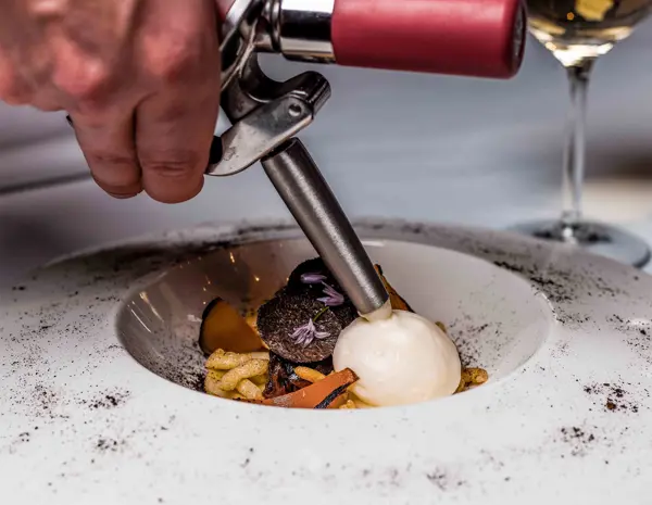 Dessert making on a plate